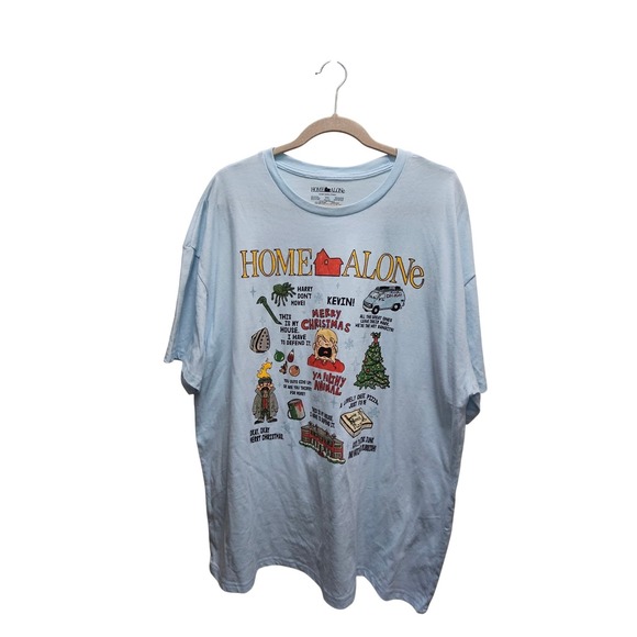 Home Alone Movie Graphic T Shirt Men's XXL Light Blue Christmas Comedy Film - Picture 3 of 4